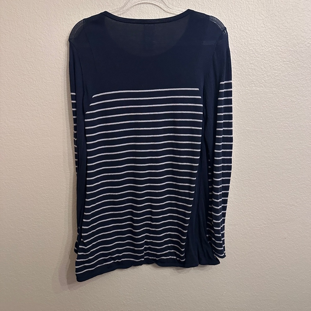 CAbi Navy and White Striped Long Sleeve Top - Picture 4 of 5
